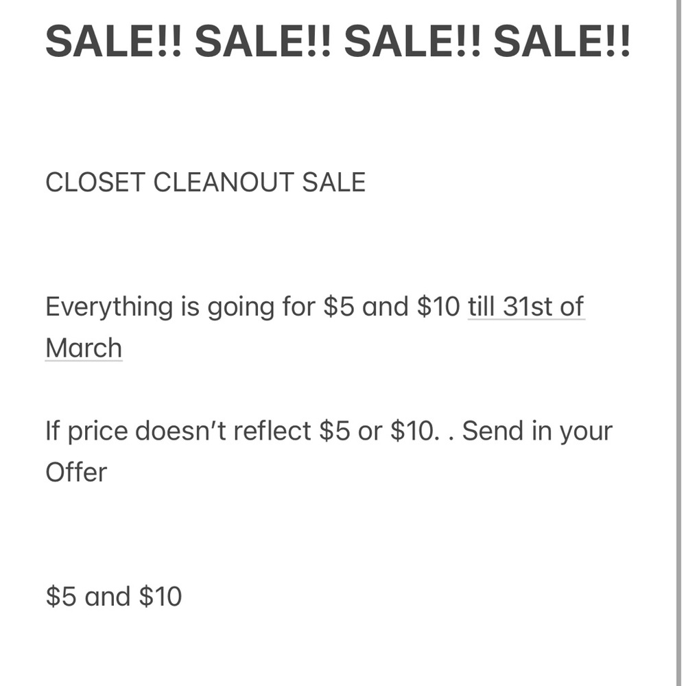 Closet Cleanout Sale